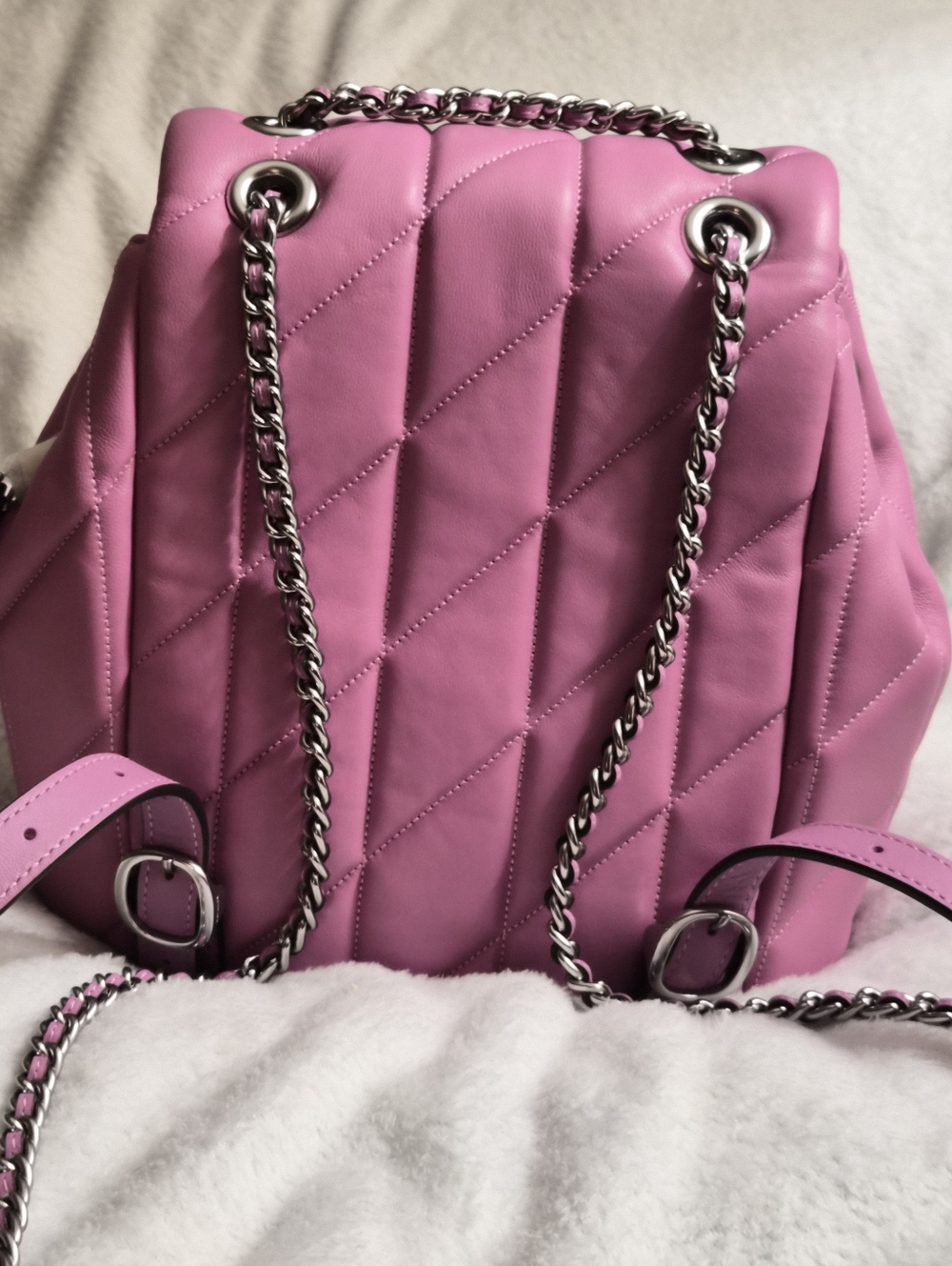 NWT Coach Tabby Archival Pillow Quilted Backpack in Dragonfruit Pink – CU076 - Picture 7 of 14
